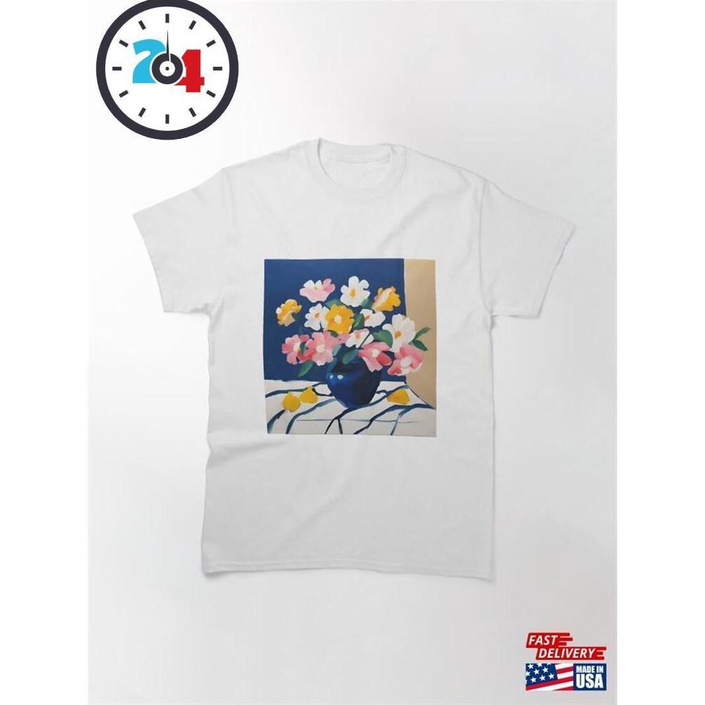 Bright Flowers Yellow White Floral Classic T-Shirt Unisex